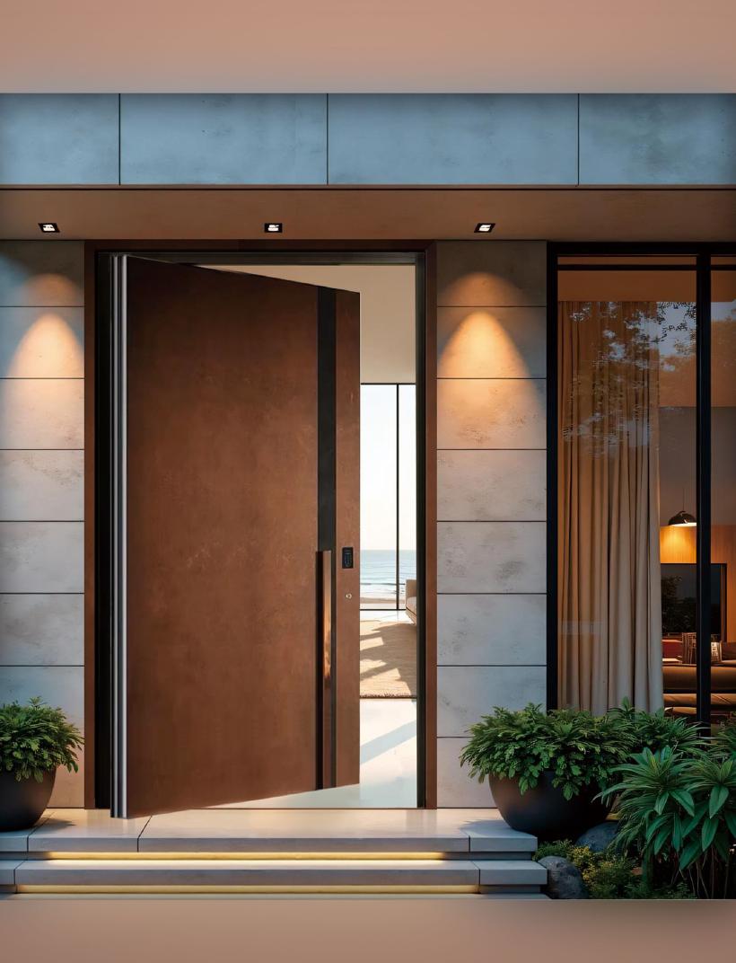 Corten pivot entrance door, pivot