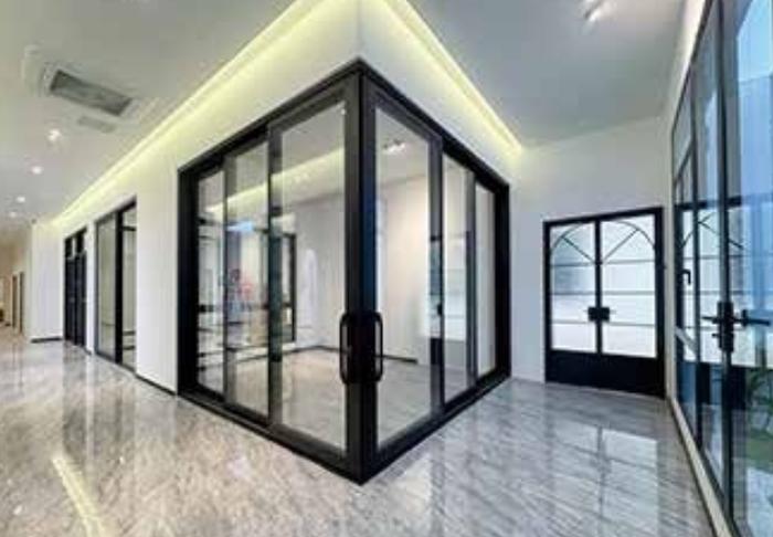 Showroom with corner sliding doors